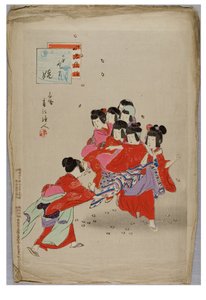 Jungfrudans från serien The Customs and Manners of Children, c.1896-1897 (träblock på papper) av Shuntei Miyagawa