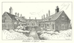 Almshouses i Lyford, Berks (gravyr) av Sidney Heath