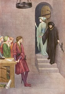 Den gyllene legenden: Prins Henry, Elsie och Lucifer (färglitografi) av Sidney Meteyard