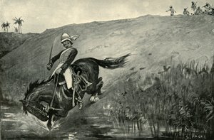 Narrow Escape of Lieutenant Roberts medan jag förföljdes av infödda nära Lucknow, 1901. av Sidney Paget