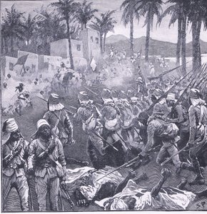 Storming Firket, illustration från Cassells History of England, 1900-talet av Sidney Paget