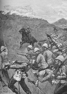 Männen kämpade vidare genom eldhagel, 1902 av Sidney Paget