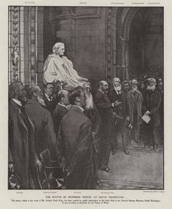 Statyn av professor Thomas Henry Huxley i Great Hall of the Natural History Museum, South Kensington, London (litho) av Sidney Paget