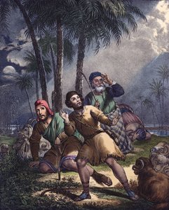 Kristus meddelte de jødiske hyrder (farve litho) swed av Siegfried Detler Bendixen