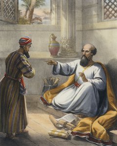 Elisa och Gehazi (färgad gravyr) av Siegfried Detler Bendixen