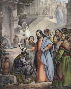 Jesus ger syn åt en född blind av Siegfried Detler Bendixen
