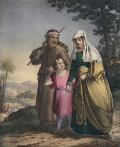 Jesus återvänder med sina föräldrar till Nasaret (färgad gravyr) av Siegfried Detler Bendixen