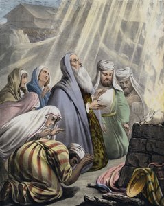 Noas offer när han lämnade arken (färgad gravyr) av Siegfried Detler Bendixen