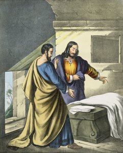 Peter och Johannes vid graven, från en bibel tryckt av Edward Gover, 1870-talet av Siegfried Detler Bendixen
