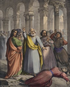 Ananias död (färgad gravyr) av Siegfried Detler Bendixen