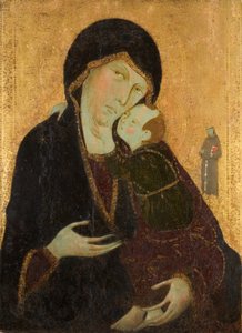 Madonna och barn med St. Franciskus, ca 1285 (tempera på panel) av Sienese School