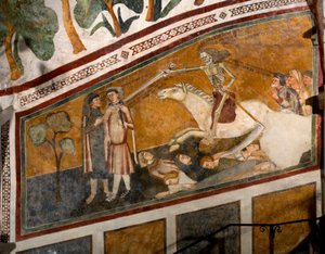 Dödens triumf Detalj av en fresk från School of Siena