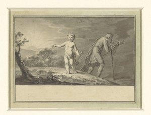 Det nya och det gamla året: en pojke och en gammal man i ett landskap av Sigmund Ferdinand Ritter von Perger