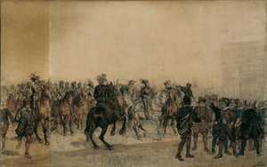 Ankomsten av cuirassiers Henri Duval greve av Dampierres i slottsgården