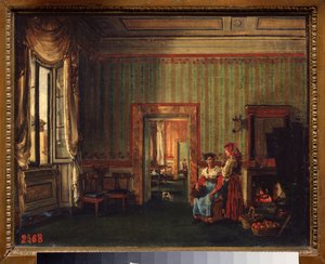 Interiör av prins Alexander Galitzines hus (Golitsyn) (1723-1804) i Rom (Italien). Målning av Sylvester Feodosiyevich Shchedrin (Sylvester Shchedrin) (1791-1830), olja på duk