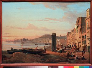 Kaj i Neapel (Italien). Målning av Sylvester Feodosiyevich Shchedrin (Sylvester Shchedrin) (1791-1830), olja på duk