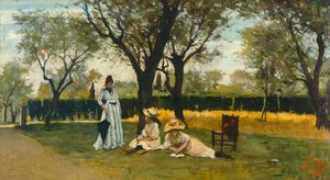 At villa of Poggio Piano, av Silvestro Lega (1826-1895), olja på panel, 34x60,5 cm