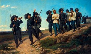 Vakter som leder fångar av Silvestro Lega