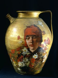 Kanna med kvinnofigur, av Silvestro Lega (1826-1895) av Silvestro Lega