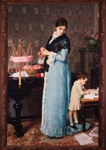 Mamman - olja på duk av Silvestro Lega