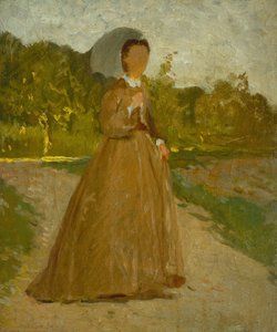 Kvinna i trädgården, ca 1864 (olja på duk) av Silvestro Lega