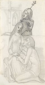Romeo och Julia, med Friar Lawrence (penna, penna och bläck på papper) av Simeon Solomon
