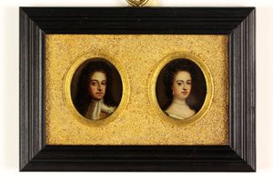 King William III och Queen Mary II (akvarell på veläng) (se även 3076025 & 3076026) av Simon (attr.to) Du Bois