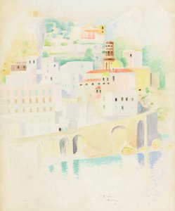 Atrani, Amalfikusten (pastell på papper) av Simon Albert Bussy