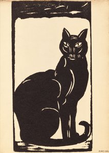 Svart katt (träsnitt) av Simon Albert Bussy
