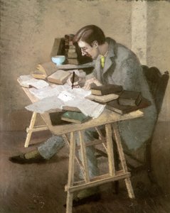 Porträtt av Lytton Strachey (pastell på papper) av Simon Albert Bussy