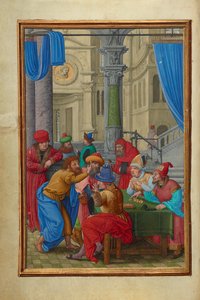 Judas tar emot de trettio silvermynten av Simon Bening