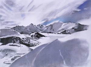 Alpes et nuages, 2003 (pastell och blandteknik på papper) av Simon Fletcher