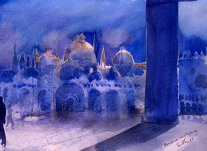 Basilica, nattstudie, 2006 (akvarell på papper) av Simon Fletcher