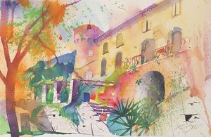Chateau and Terrace, 2003 (akvarell på papper) av Simon Fletcher