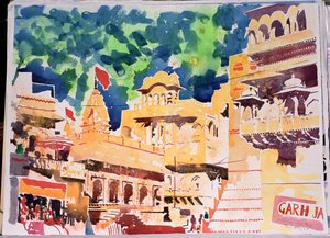 Jaiselmer Red Flag, 2007 (akvarell på papper) av Simon Fletcher