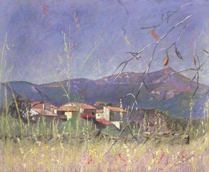 Landskap (pastell på papper) av Simon Fletcher