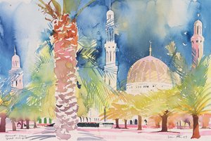 Muscat, Stora moskén, 2004 (akvarell på papper) av Simon Fletcher