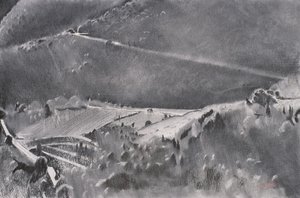 The High Road, 2001 (pastell och blandteknik på papper) av Simon Fletcher