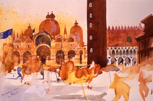 The Meeting, San Marco, 2006 (akvarell på papper) av Simon Fletcher