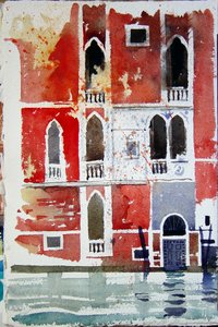 Det röda huset, Venedig, 2006 (akvarell) av Simon Fletcher