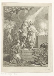 Allegorisk titelsida med patriarken Abraham och sanningen Titelsida för: Arnold Hoogvliet, patriarken Abraham, i XII Boeken, s.a.