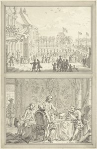 Honselaarsdijk Palace byter ägare / Försäljning av de preussiska herrskapen till Anna van Hannover, 1754 av Simon Fokke