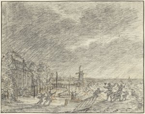 Kraftig storm och översvämning vid Halfweg, 15 november 1775 av Simon Fokke
