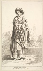 Kvinna från Makedonien, från Recueil de olika utländska figurer Uppfunnen av F. B..., 1700-talet.