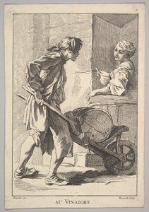 Omvänd kopia av Au Vinaigre Vinäger, från Le Cris de Paris The Cries of Paris..., 1700-talet. av Simon Francois Ravenet