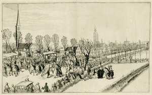 De fem spanska ambassadörernas ankomst till Rijswijk, februari 1608 Scener från kriget 1608 och 1609 (serietitel) av Simon Frisius