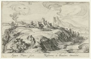 Bergslandskap med två figurer Bergslandskap (serietitel) av Simon Frisius