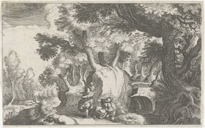 Boslandschap mötte Hagar en Ismaël Sydeuropeiskt landskap (serietitel) Topografi för olika regioner (serietitel) av Simon Frisius