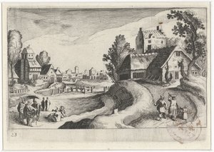 Bybild med en bondgård