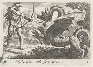 Herkules dödar draken Ladon av Simon Frisius